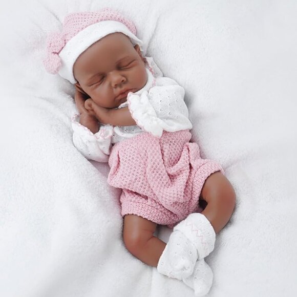 🆕12Inch Realistic Full Body Silicone Reborn tan Baby Girl Sleeping Reborn Dolls - Picture 8 of 9